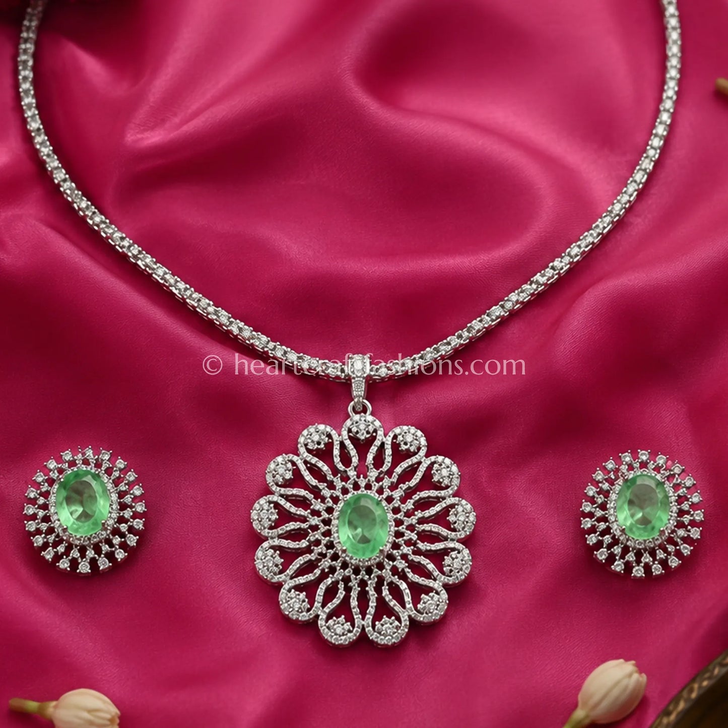 Emerald Medallion Statement Pendant Set