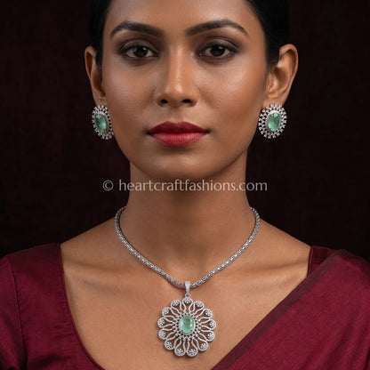 Emerald Medallion Statement Pendant Set