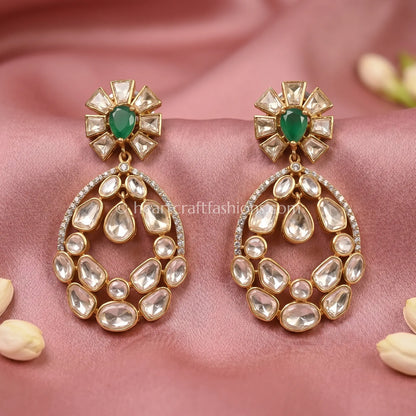 Emerald Noor Moissanite Polki Danglers