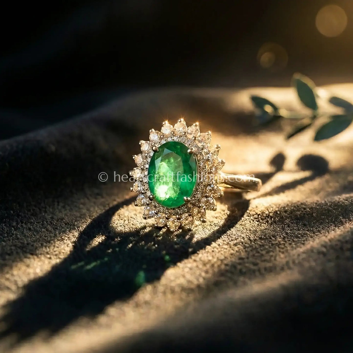 Emerald Oval Double Halo Ring