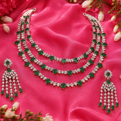 Emerald Pear-Cut 3-Tier Layered Necklace Set