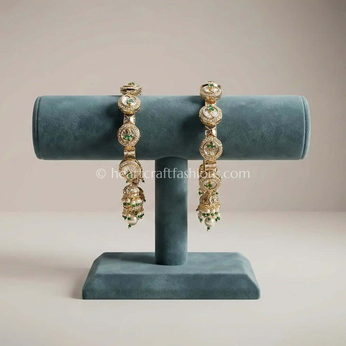 Emerald Sunheri Kundan Drop Pacheli