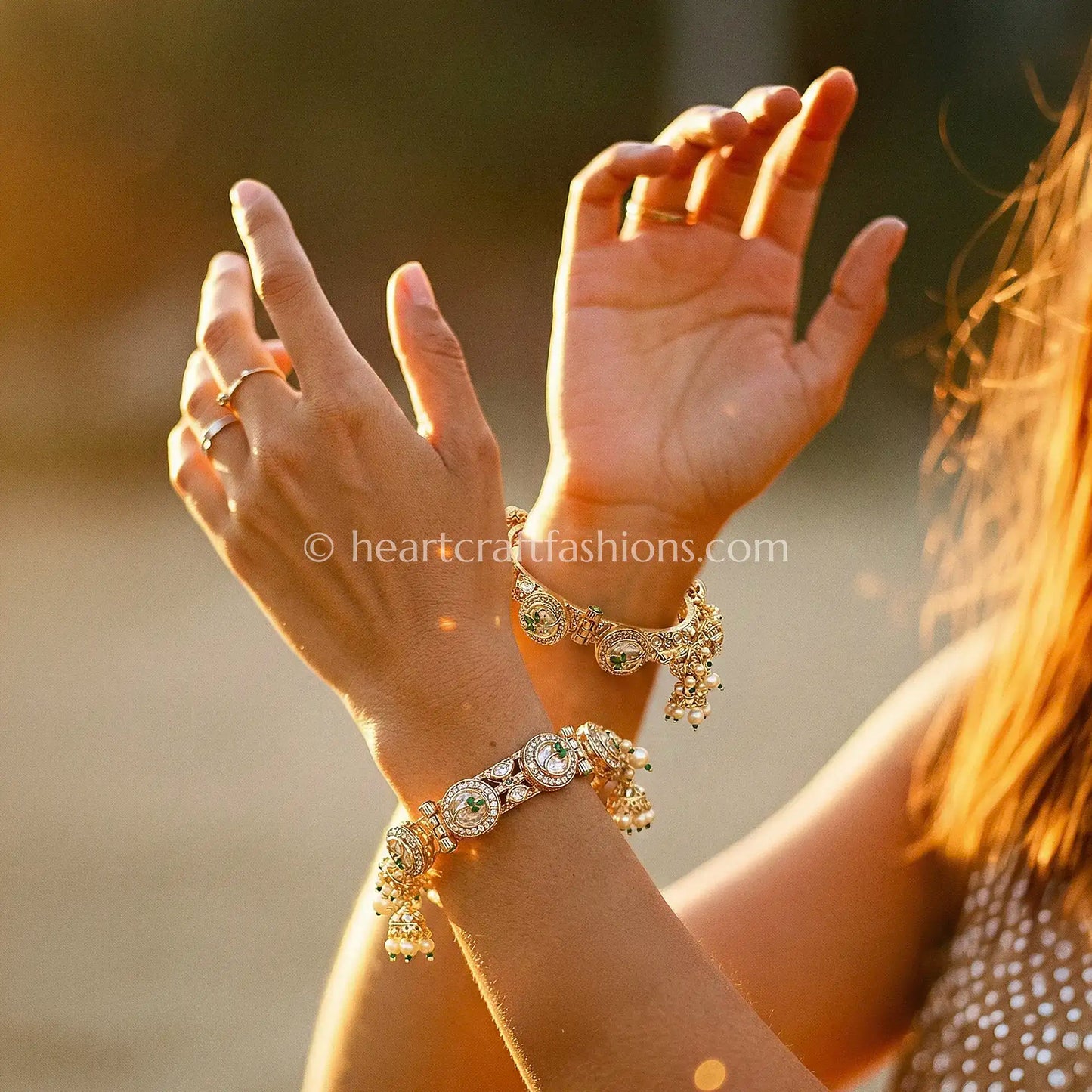 Emerald Sunheri Kundan Drop Pacheli