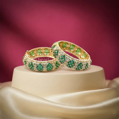 Emerald Sunheri Kundan Lattice Bangles