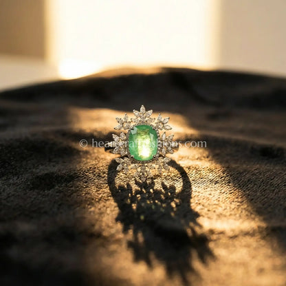 Emerald Radiance Halo Ring