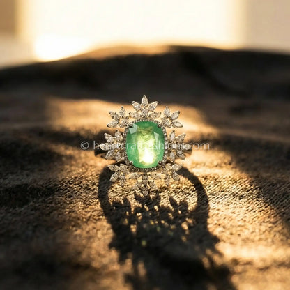 Emerald Radiance Halo Ring