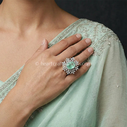 Emerald Radiance Halo Ring