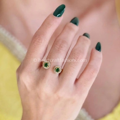Emerald Radiance Moissanite Adjustable Ring