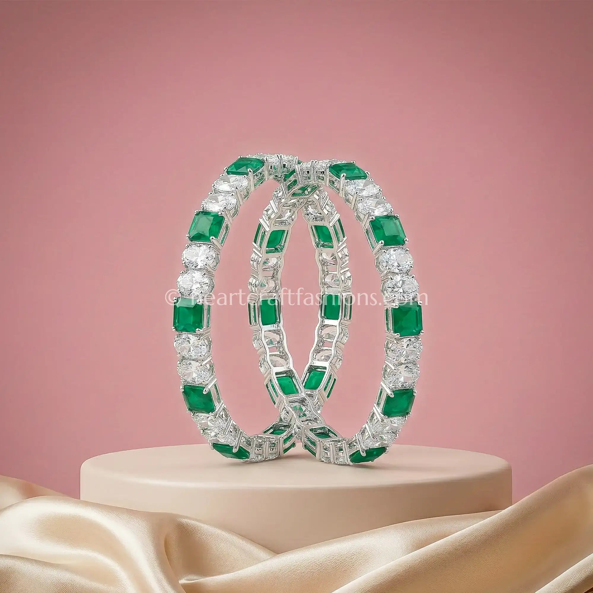 Emerald Radiance Zircon Non-Openable Bangles Pair