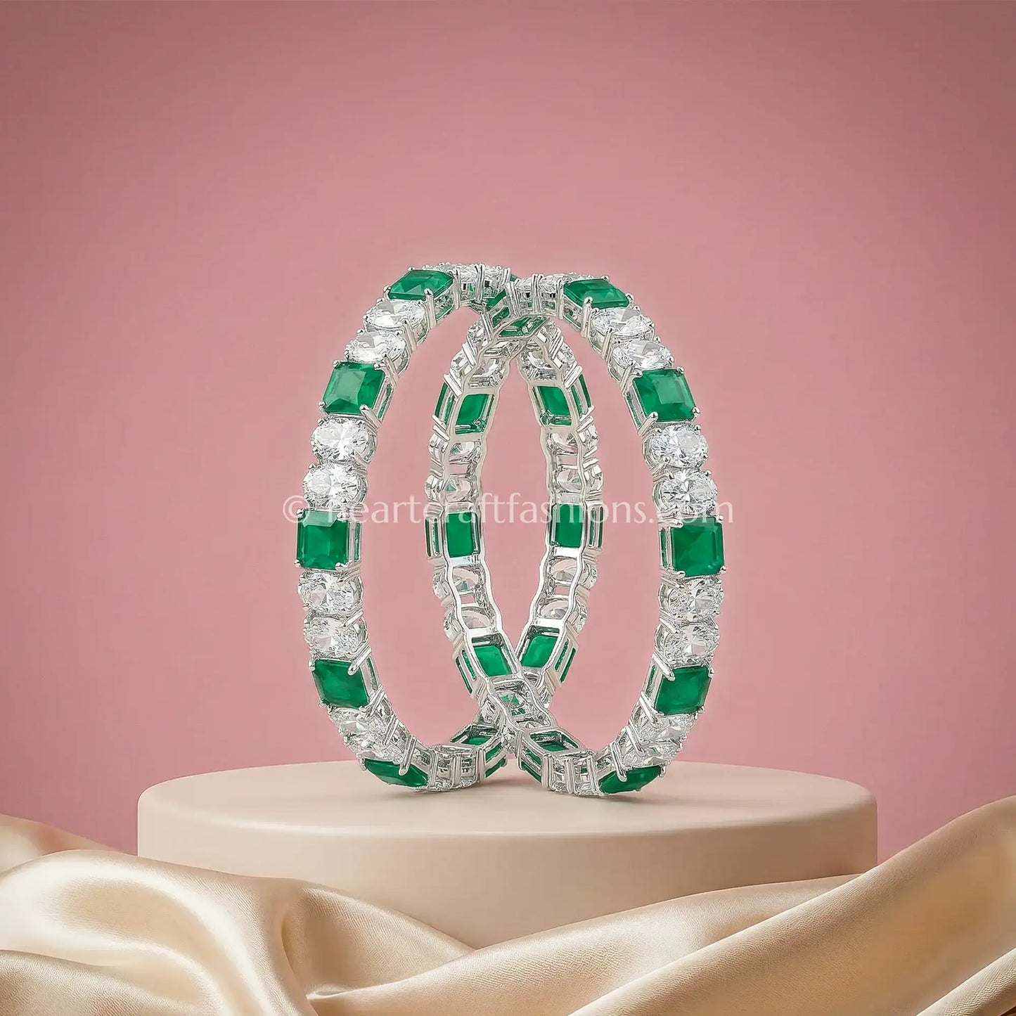 Emerald Radiance Zircon Non-Openable Bangles Pair