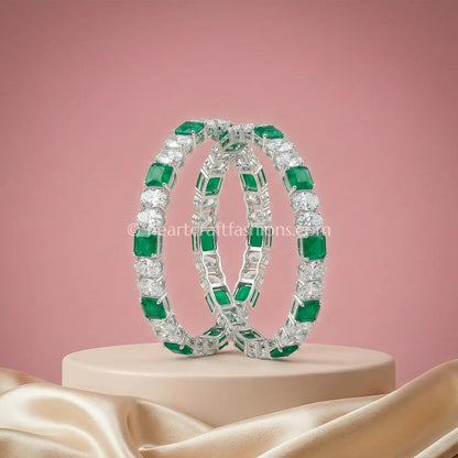 Emerald Radiance Zircon Non-Openable Bangles Pair