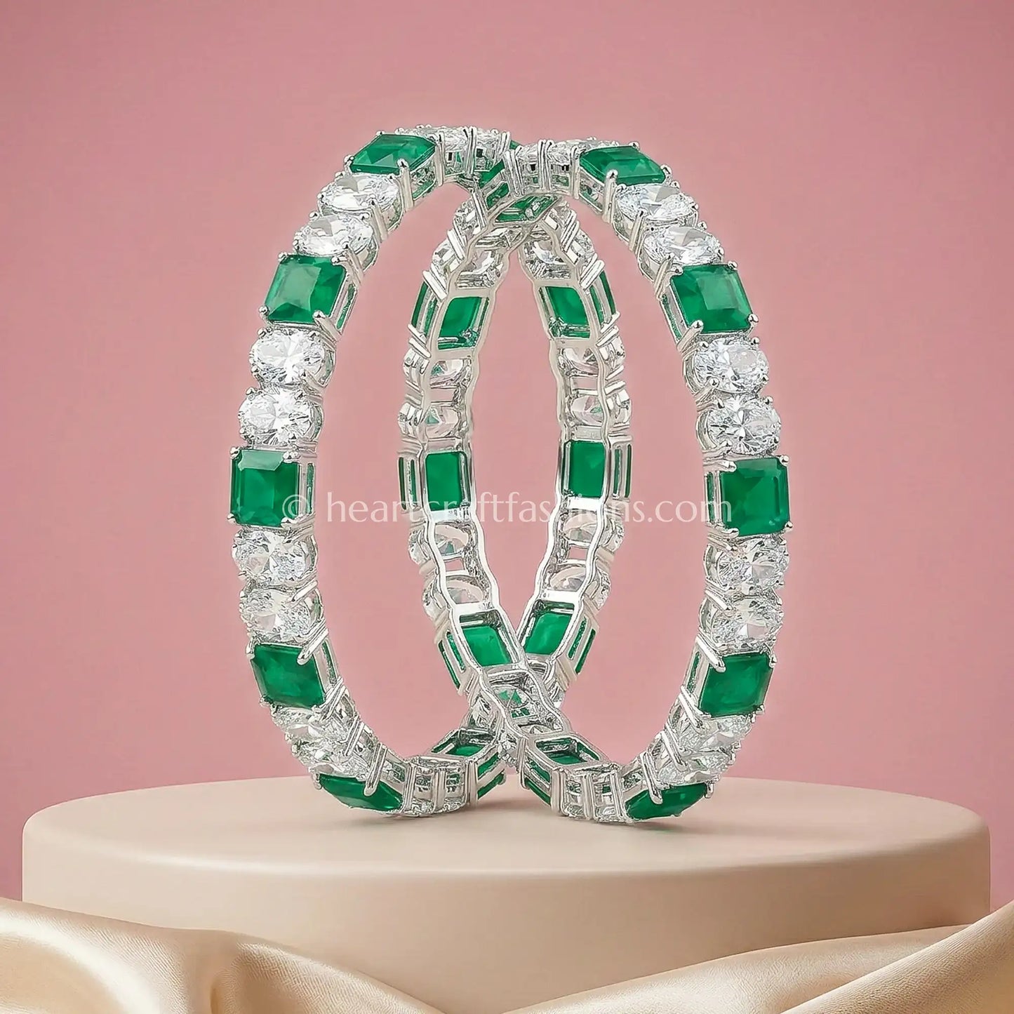 Emerald Radiance Zircon Non-Openable Bangles Pair