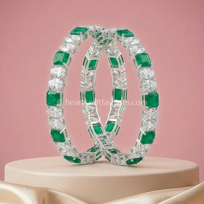 Emerald Radiance Zircon Non-Openable Bangles Pair