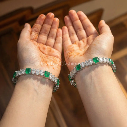 Emerald Radiance Zircon Non-Openable Bangles Pair