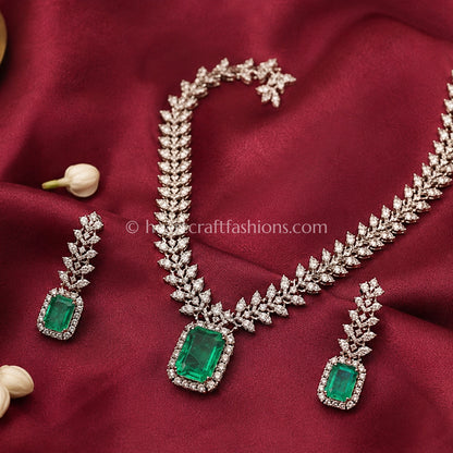 Emerald Radiant Cut Leaf Vine Statement Set