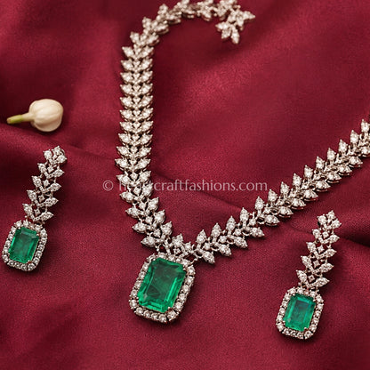 Emerald Radiant Cut Leaf Vine Statement Set