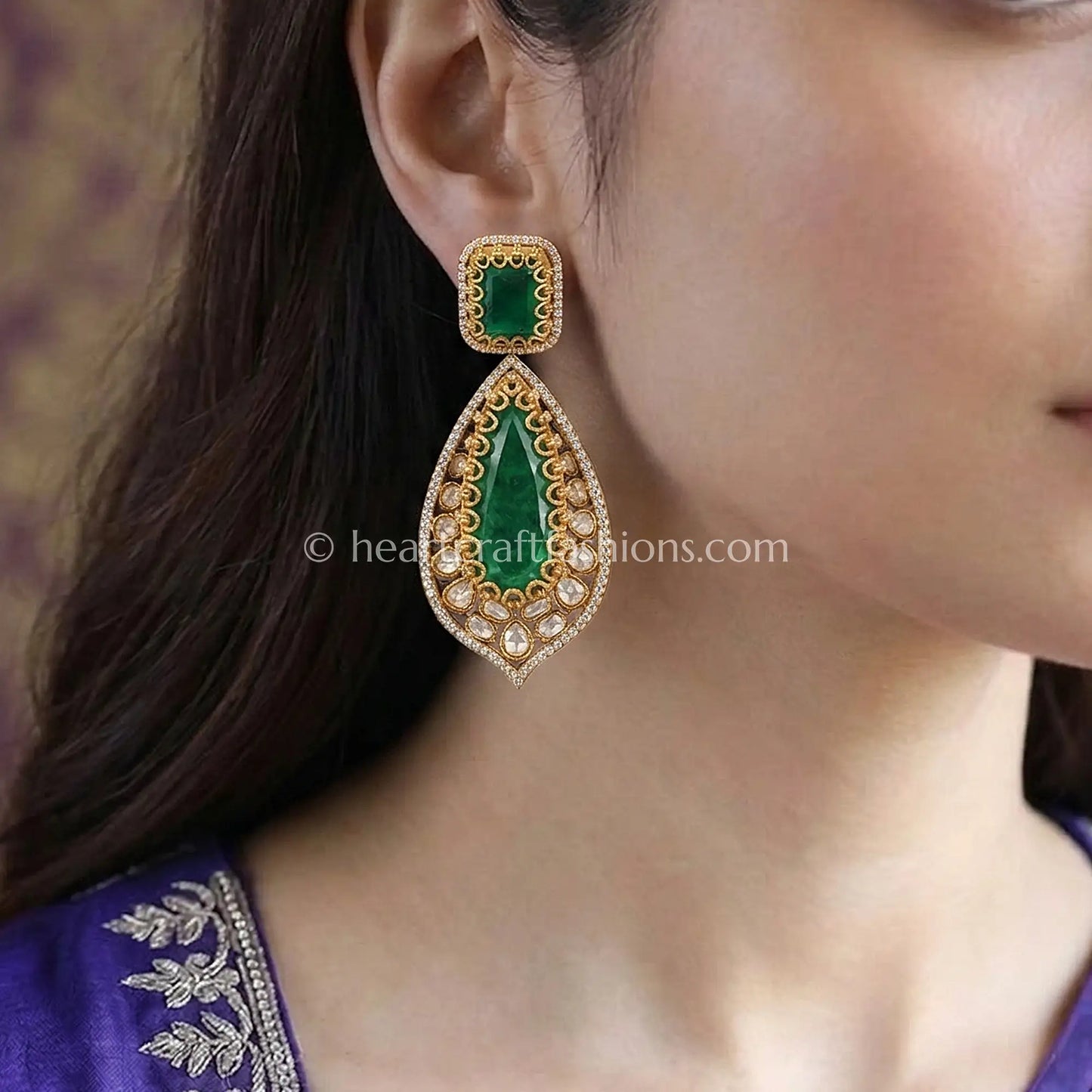 Emerald Royal Moissanite Danglers