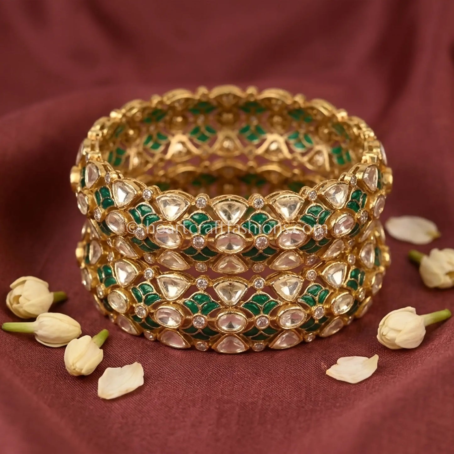 Emerald Royal Moissanite Polki Patla