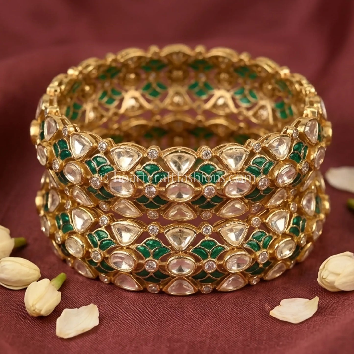 Emerald Royal Moissanite Polki Patla