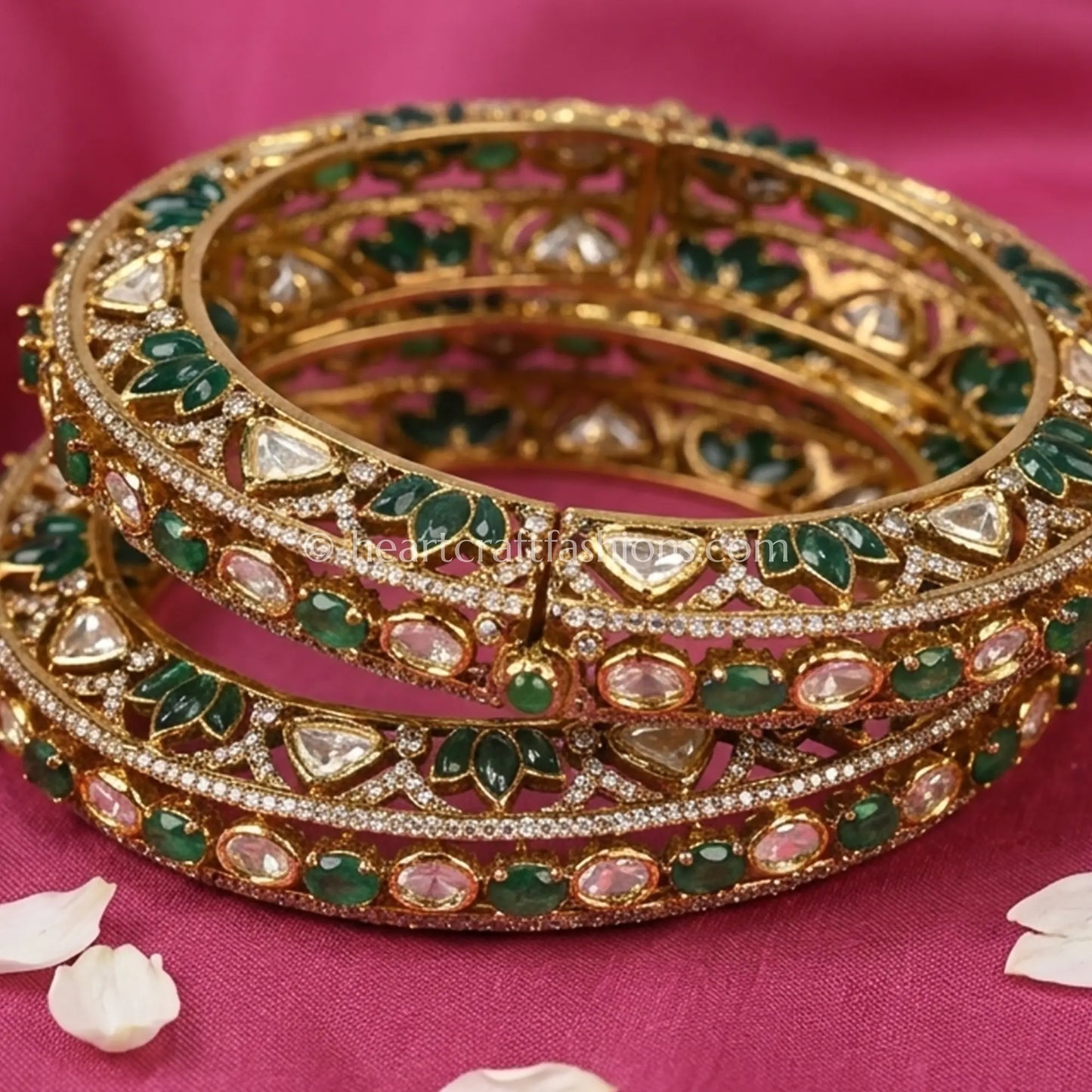 Emerald Royal Sunehri Kundan Sleek Bangles