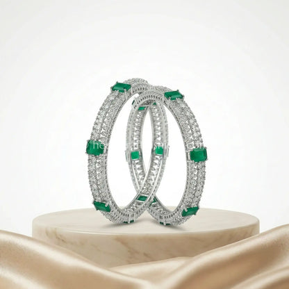 Emerald Royale Zircon Bangles (Non-Openable Set of 2)