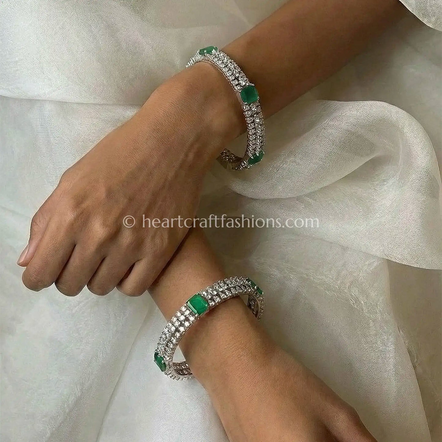 Emerald Royale Zircon Bangles (Non-Openable Set of 2)