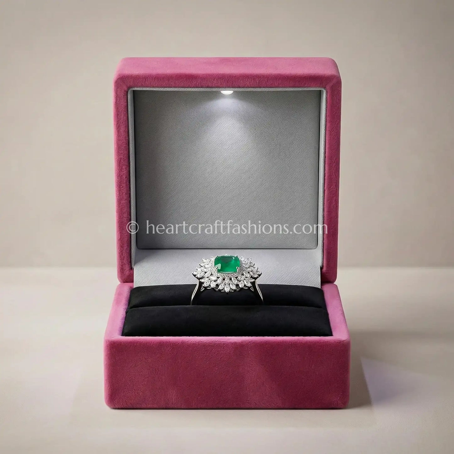 Emerald Sunburst Statement Ring