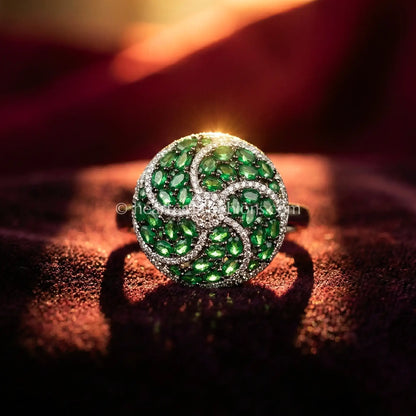 Emerald Swirl Statement Cocktail Ring
