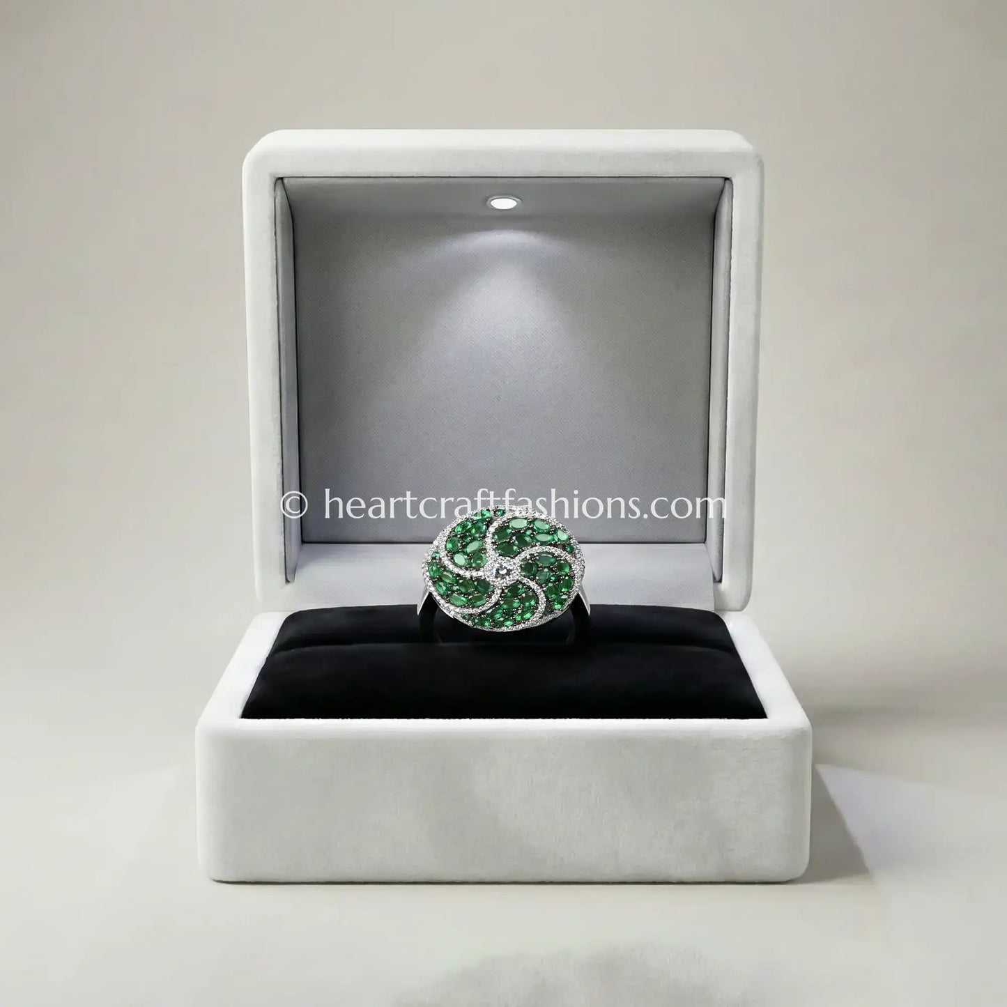 Emerald Swirl Statement Cocktail Ring