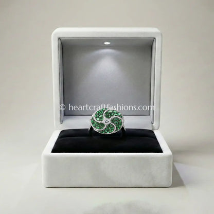 Emerald Swirl Statement Cocktail Ring
