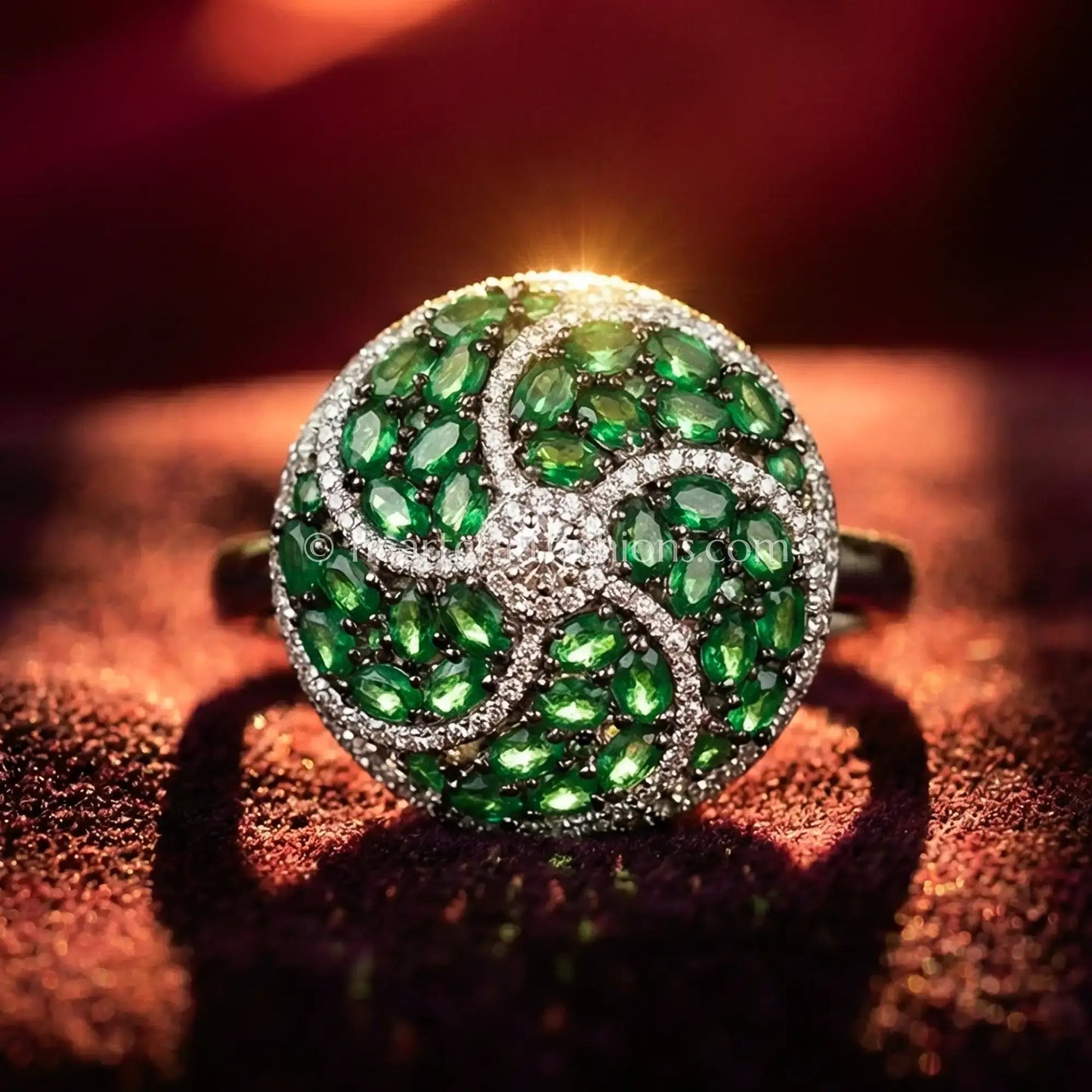 Emerald Swirl Statement Cocktail Ring