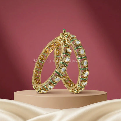 Emerald Touch Sunheri Kundan Bangles