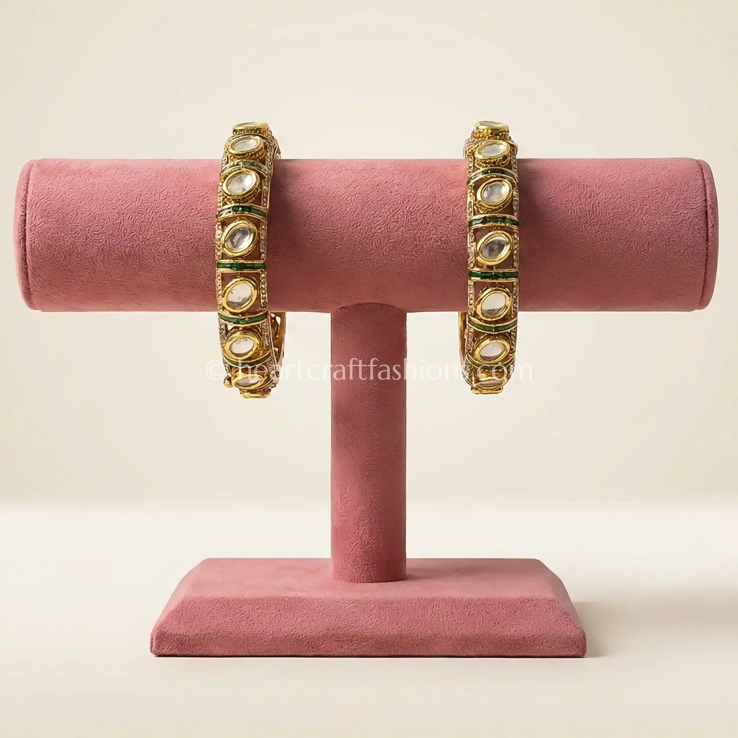 Emerald Touch Sunheri Kundan Bangles