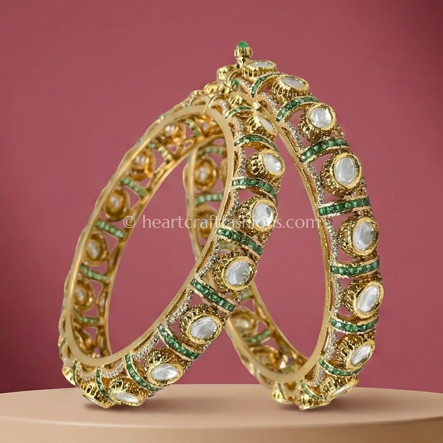 Emerald Touch Sunheri Kundan Bangles