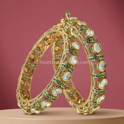Emerald Touch Sunheri Kundan Bangles