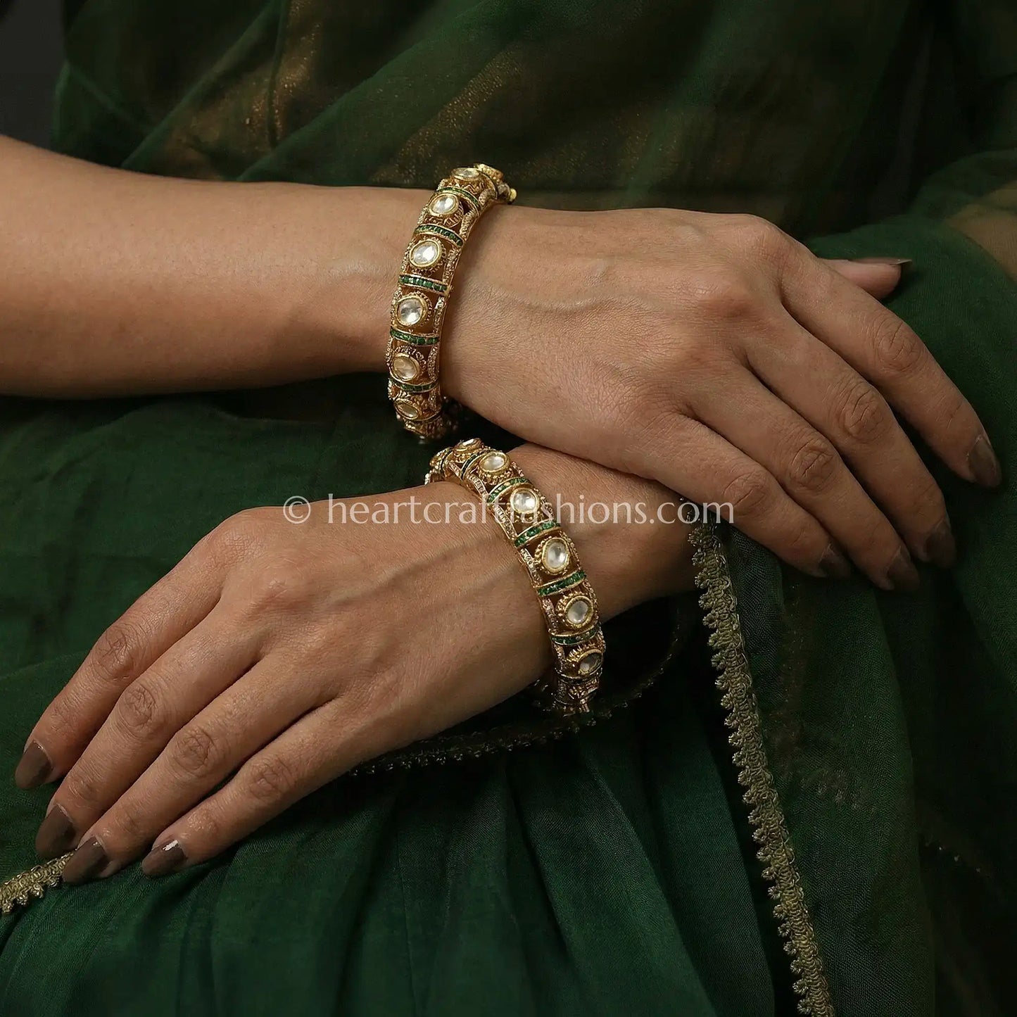 Emerald Touch Sunheri Kundan Bangles