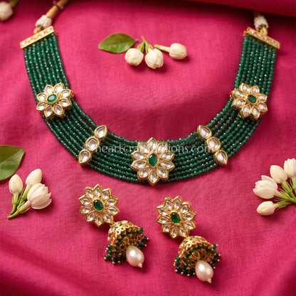 Emerald Veena Bandhai AC Kundan Choker Set