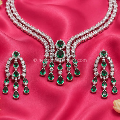 Emerald Waterfall Y-Necklace Set