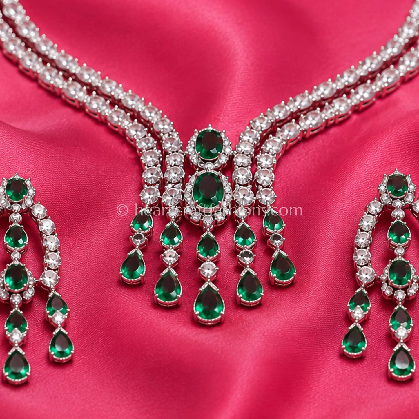 Emerald Waterfall Y-Necklace Set