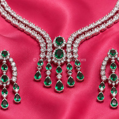 Emerald Waterfall Y-Necklace Set