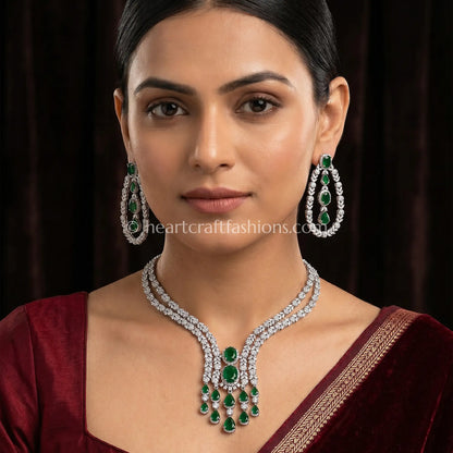 Emerald Waterfall Y-Necklace Set
