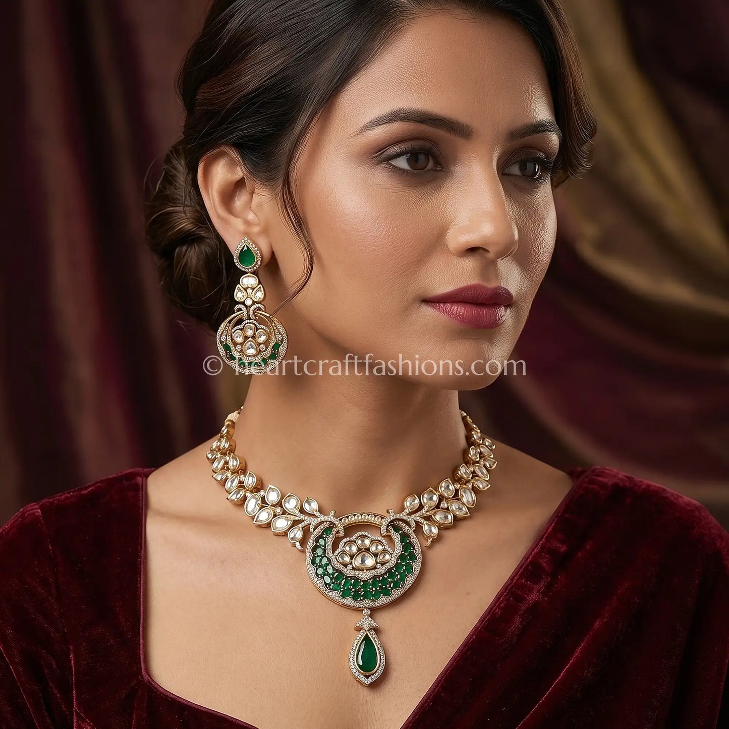 Emerald Aura Sunehri Kundan Choker