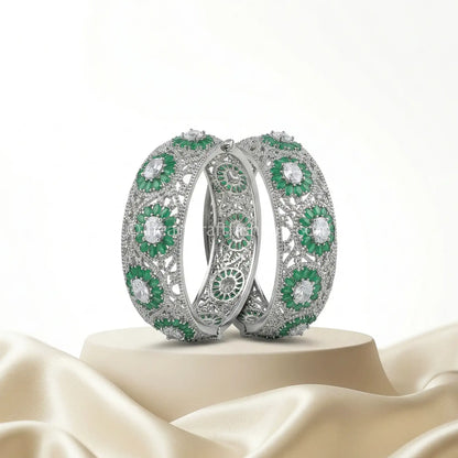 Emerald Bloom Openable Zircon Bangle