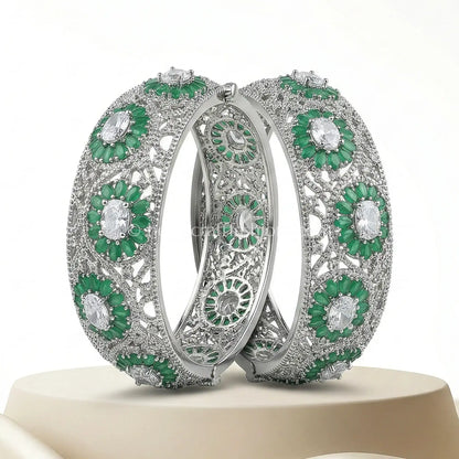 Emerald Bloom Openable Zircon Bangle