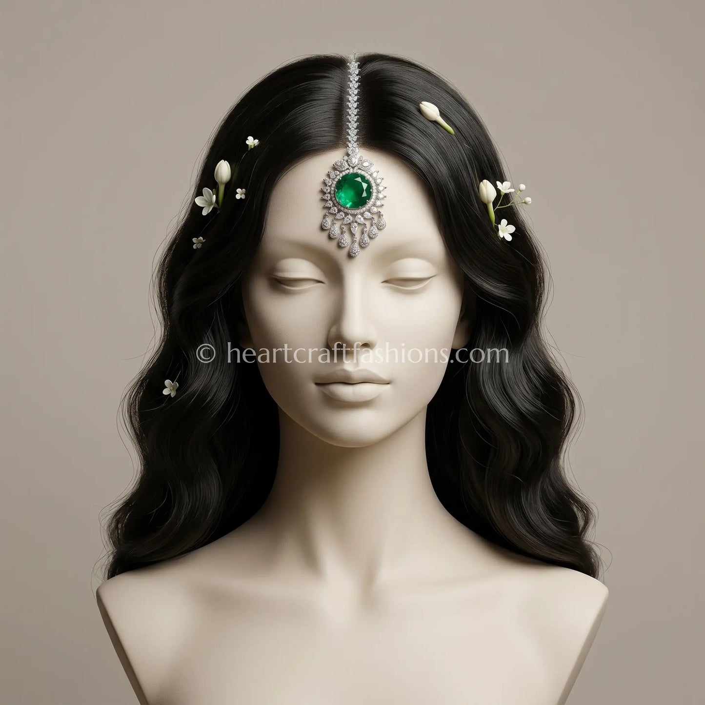 Emerald Crystal Bridal Maang Tikka