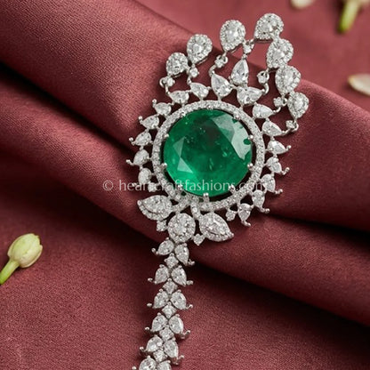 Emerald Crystal Bridal Maang Tikka