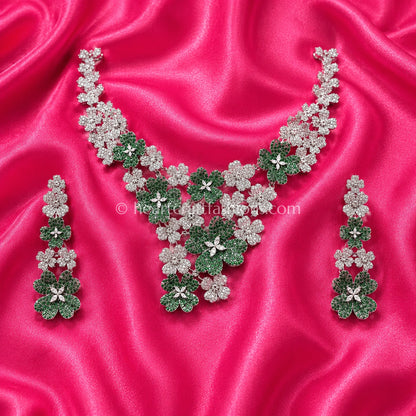 Emerald & Diamond Pave Clover Cluster Set
