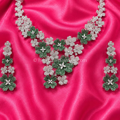 Emerald & Diamond Pave Clover Cluster Set