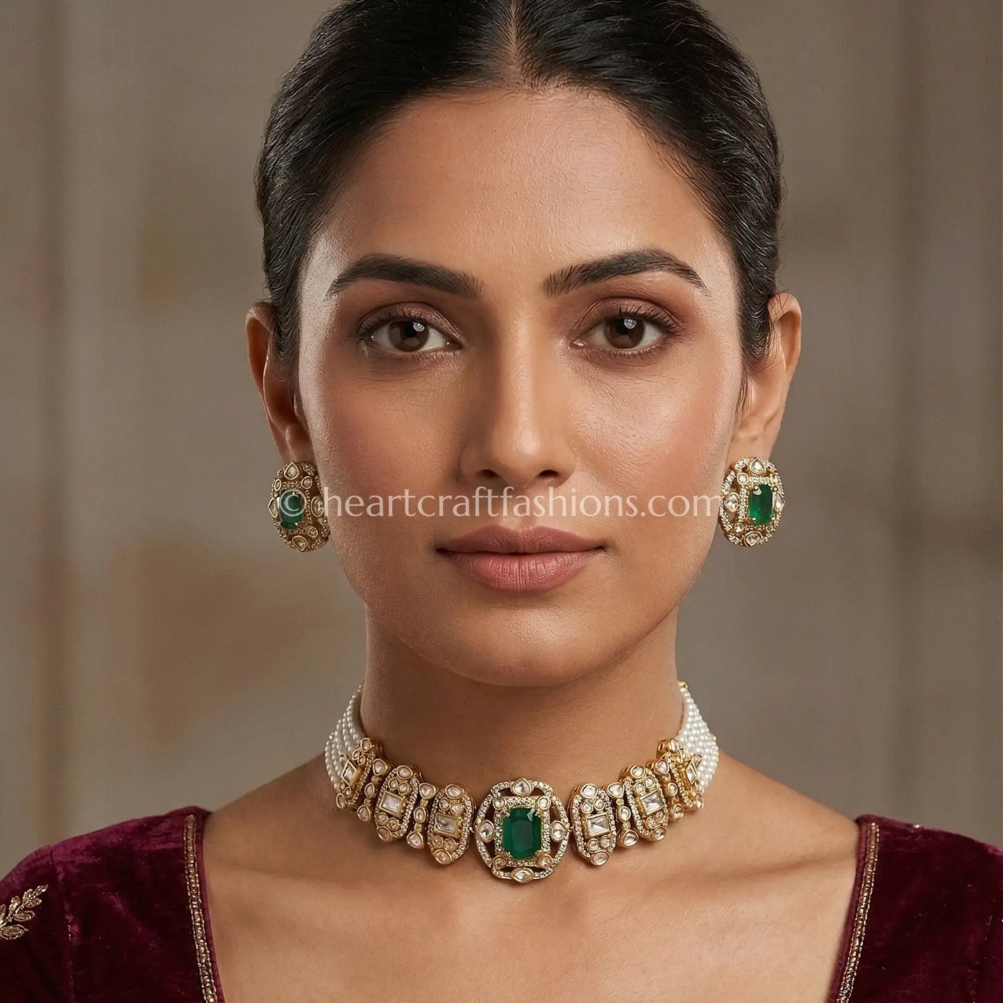 Emerald Noor Polki Choker Set