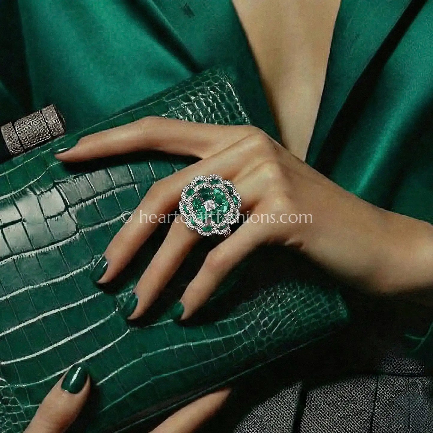 Emerald Royale Bloom Statement Ring